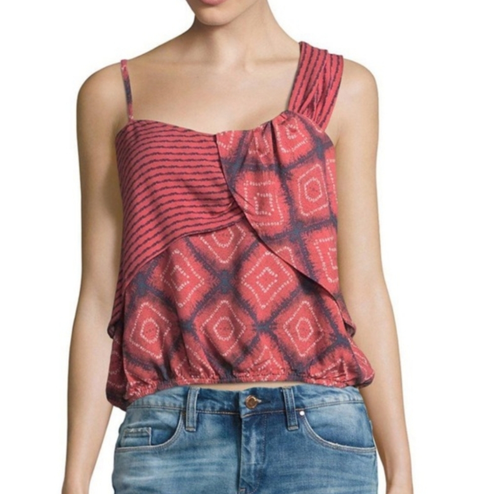 Free People Call On Me Print Top Red Size XS